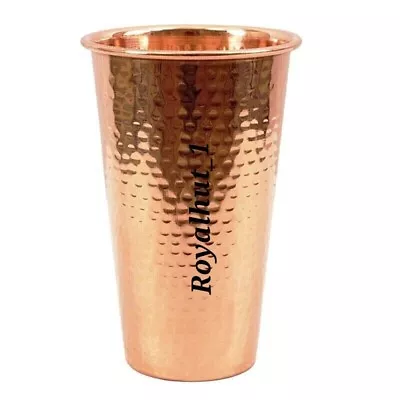 Hammered Big Copper Drinking Glass Tumbler Ayurveda Yoga Health Benefit 400 ML • $14.61