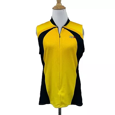 Vintage RLX Jersey Womens XL Extra Large Yellow Black Zip Up Polo Sport Cycling • $21.20