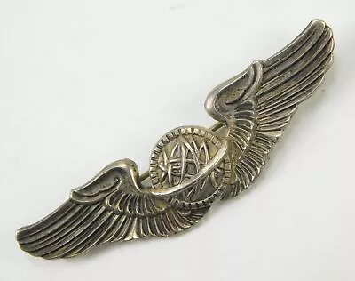US WW2 Vintage Old Sterling Silver Pilot Navigator Badge Pin Wings • $135