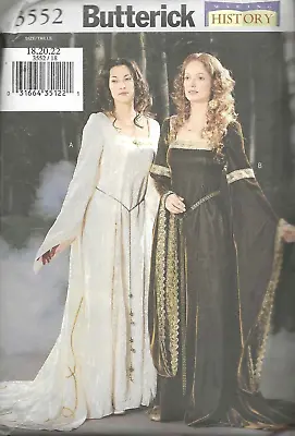 Women's Long Flowing Gothic Medieval Dress With Train Sewing Pattern UNCUT 18-22 • $11.95