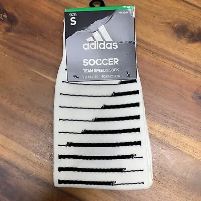 Adidas Soccer Socks Mens S White Black Striped Team Speed II Climalite Outdoors • $6.99