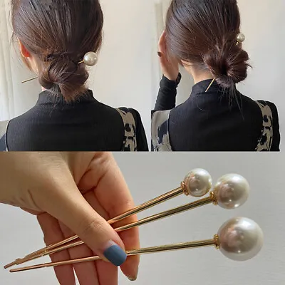 Fashion Women Girl Pearl Hair Stick Hairpin Headwear Chinese Metal Hair Jewelry • $3.69