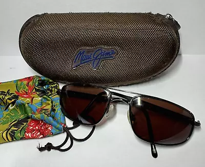 MAUI JIM Kahuna Gunmetal Sunglasses MJ-162-02 Made In Japan FRAME ONLY + CASE • $89.99