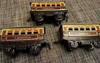 3 X VINTAGE HORNBY O GAUGE TINPLATE PULLMAN CARRIAGES • £17