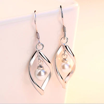 $8.99 • Buy Womens 925 Sterling Silver Pearl Teardrop Drop Dangle Vogue Earrings #E315