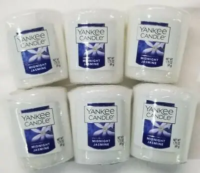 Yankee Candle Votives: MIDNIGHT JASMINE Wax Melts Lot Of 6 White Wax New Floral • $16.97