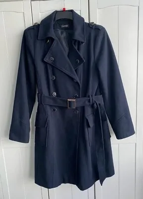 George Navy Blue Military Style Double Breasted Coat Size 14 • £19.99