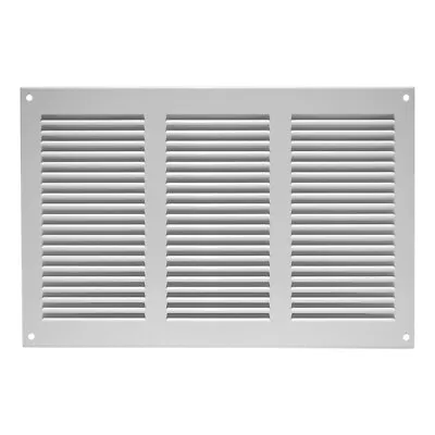 White Metal Air Vent Grille 300mm X 200mm Fly Screen Flat Louvre Duct Cover • £13.99