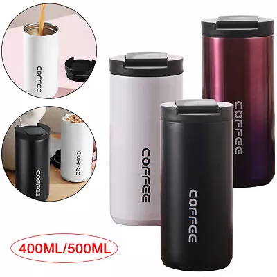 Coffee Mug Coffee Cup Stainless Steel Insulated Thermal Flask Travel With Lid • £6.09