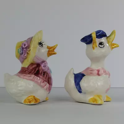 Vintage Duck Salt And Pepper Shakers Anthropomorphic Dressed Couple Ceramic 1989 • $8.98