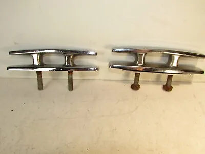 PAIR! Vintage Maritime Boat Ship Dock Cleats 5 3/4  NICE CHROME • $19.99