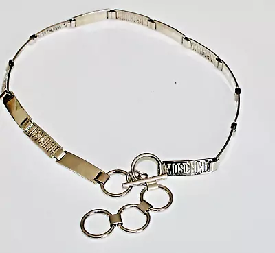 Vintage Moschino Designer Silver Tone Metal Chain Logo Links Belt 80 • $199
