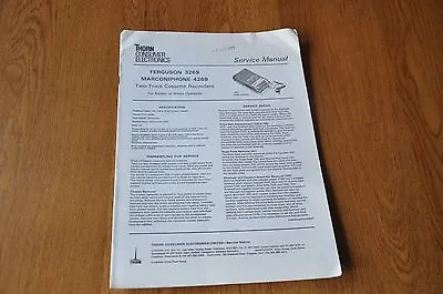 Ferguson 3269 Marconiphone 4269 Two-track Cassette Rec Vintage Service Manual • $4.98