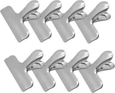 8 Pack Metal Chip Clips 3 Inch Wide Stainless Steel Heavy Duty Food Bag Clips • $10.55