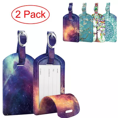 2 Pack Luggage Tags Name Address ID Labels W/ Back Privacy Cover Fo Bag Suitcase • $7.99