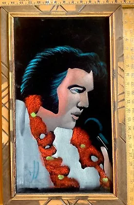 VTG Elvis Velvet Painting 22.75 X13.75 W/frame Mexico Signed Bottom Left-nice • $185