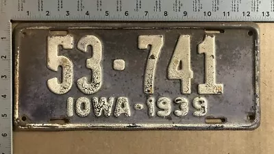 1939 Iowa License Plate 53-741 Unique PURPLE Lovely Patina 8683 • $12.89