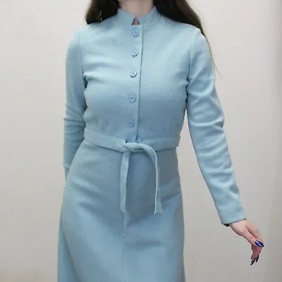 Vintage 70s Maxi Dress Set BabyBlue Dress Matching Cropped Jacket The Kollection • $69