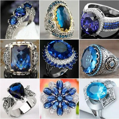 $2.13 • Buy Gorgeous Cubic Zircon Ring Women 925 Silver Wedding Party Jewelry Sz 6-10