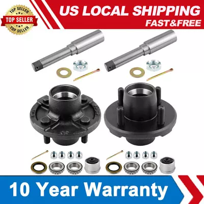 4pcs Trailer Axle Kits With 4 On 4  Bolt Idler 1  Hub And Round BT8 Spindle E5 • $81.08