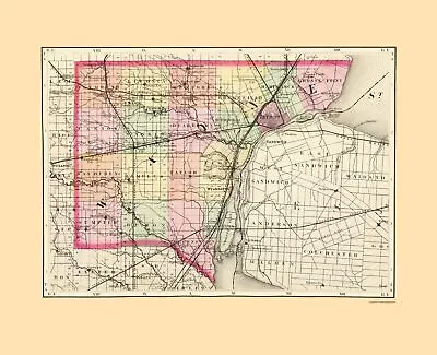 Wayne County Michigan - Walling 1873 - 23.00 X 28.30 • $36.95