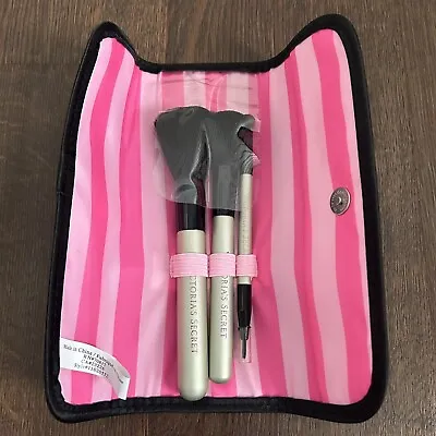 Victoria’s Secret Set Of Three Makeup Brushes In Travel Pouch • $24