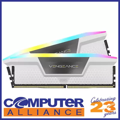 32GB DDR5 (2x16G) Corsair 6000MHz Vengeance RGB CMH32GX5M2E6000C36W White RAM • $189