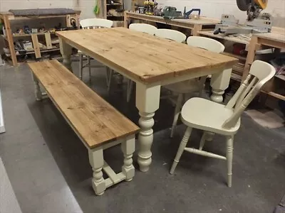 Country Manor 6ft X 3ft Painted Dining Kitchen Table Handmade - F&b Dorset Cream • £589