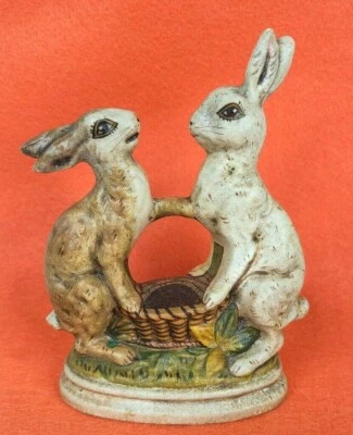 $195 • Buy Vaillancourt Folk Art Gorham - Dancing Rabbits With Basket - VFA-3 1987 RARE