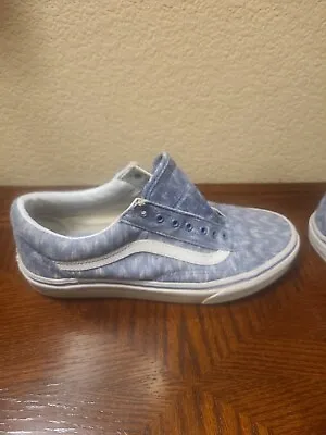 Vans Shoes Mens Size 7.5 Old Skool Classic Skater Canvas Blue Chevron Stripes • $14.99