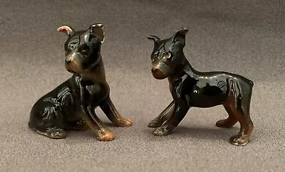 Vintage 1960s Bone China Doberman Pinscher Dog Puppy Set Of 2 Pups Japan • $11.59