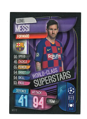 2019-20 Topps UEFA Champions League MATCH ATTAX LIONEL MESSI WCI 12 PWE • $10