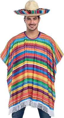 Syncfun Cinco De Mayo Fiesta Serape Poncho Costume For Adults And Kids Fiesta • $13.99