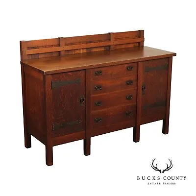 Gustav Stickley Mission Eight Leg Oak Sideboard • $19995