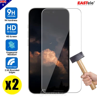 $7.85 • Buy 2xTempered Glass Screen Protector For IPhone 15 14 13 12 11 Pro XS Max XR 8 Plus