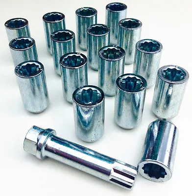 Car Wheel Tuner Slim Nuts Bolts Lug. M12 X 1.5 - M12x1.5 Taper + Hex Key X 16 • $26.76