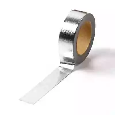 SILVER FOIL SOLID Washi Tape 15mmx10M Journal Craft Adhesive Masking Bling Bujo • $5.50