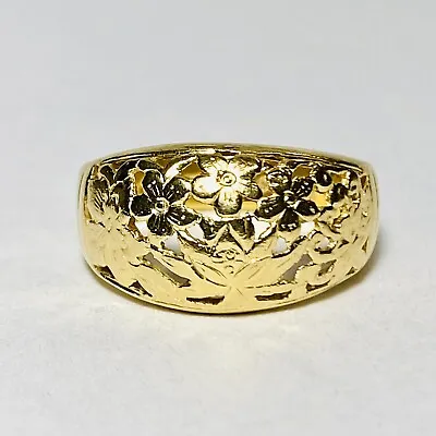 Ming's Honolulu 14K Yellow Gold Four Seasons Flowers Size 5.55 Dome Ring 4.1g • $725