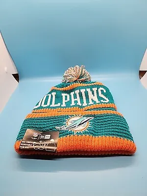 Nfl New Era  Miami Dolphins Cuffed Winter Knit Pom Beanie One Size • $29.99