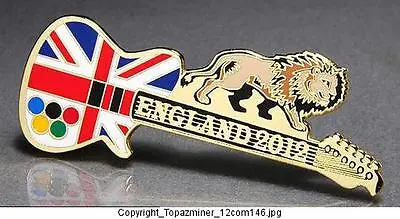 Olympic Pins Badge 2012 London England Uk Union Jack Flag Guitar & Lion (gold) • $3.99