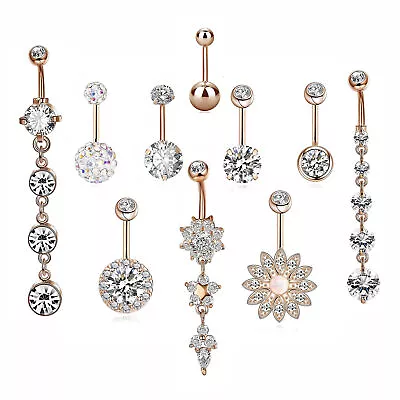 New#10PCS Set Zircon Navel Nail Opal Navel Ring Navel Buckle Piercing Jewelry • $15.99