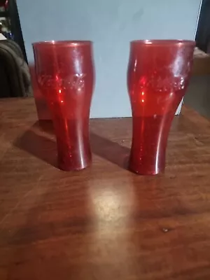 Vintage Coke Red Plastic Glasses C1960s • $38