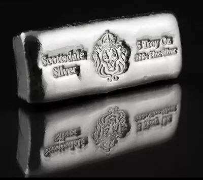 5 Oz Silver Bar .999 By Scottsdale Mint Kit-Kat Hand Poured Beauty At It’s Best! • $162.95