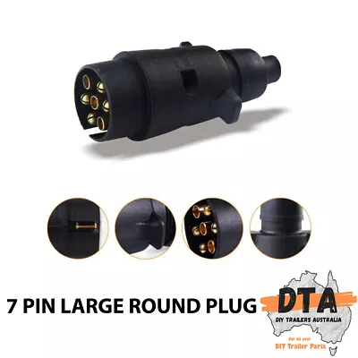 Trailer Plug 7 Pin Large Round Plug Male Adapter Connector Boat Camper Caravan • $12.50