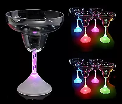 Light Up LED Flashing Margarita Glasses Plastic Cocktail Glass 8 Oz 4 Pack • £21.22