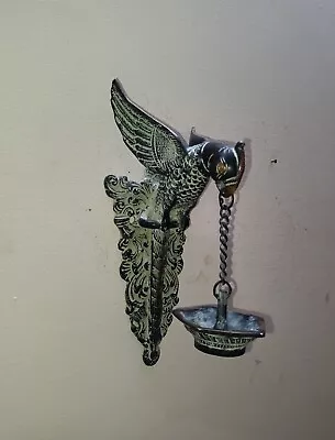 Brass Eagle Wall Hanging Lamp Flying Bird Holding Diya For Candle Lighting HK518 • £111.11