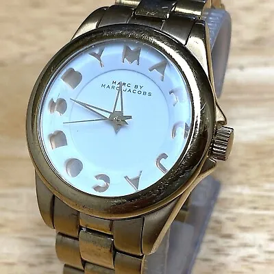 Marc Jacobs MBM3111 Unisex 50m Gold Tone Steel Analog Quartz Watch~New Battery • $23.93