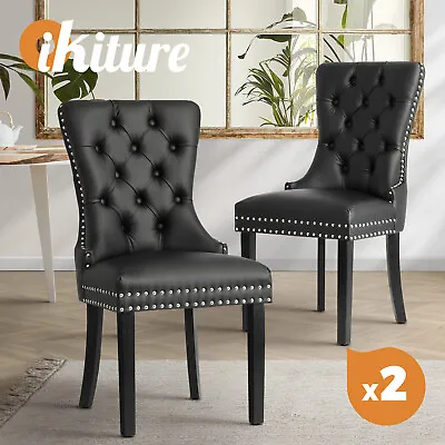 $249.90 • Buy Oikiture 2x Dining Chairs Upholstered French Provincial Tufted PU Leather Black