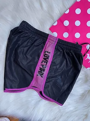 VICTORIA'S SECRET LOVE PINK Campus Running Shorts Sport Black  BLING S • $8