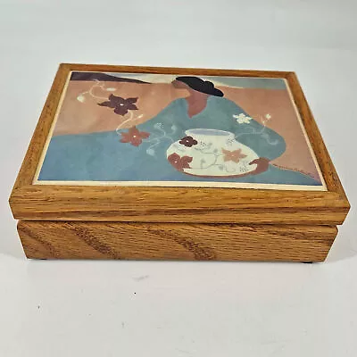 Vintage Graphic Art Tiles Rectangle Wooden Trinket Box Jacqueline Rochester • $24